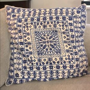blue/white square pattern pillow 20x20 (TWO avail)